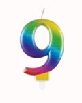 Regenbogen Kerze Zahl 9