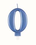 Blau Metallic Kerze Zahl 0