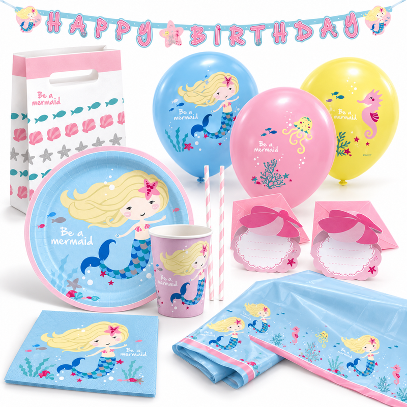Deko-Beispiel aus dem Shop: Meerjungfrau Partyset 72-teilig