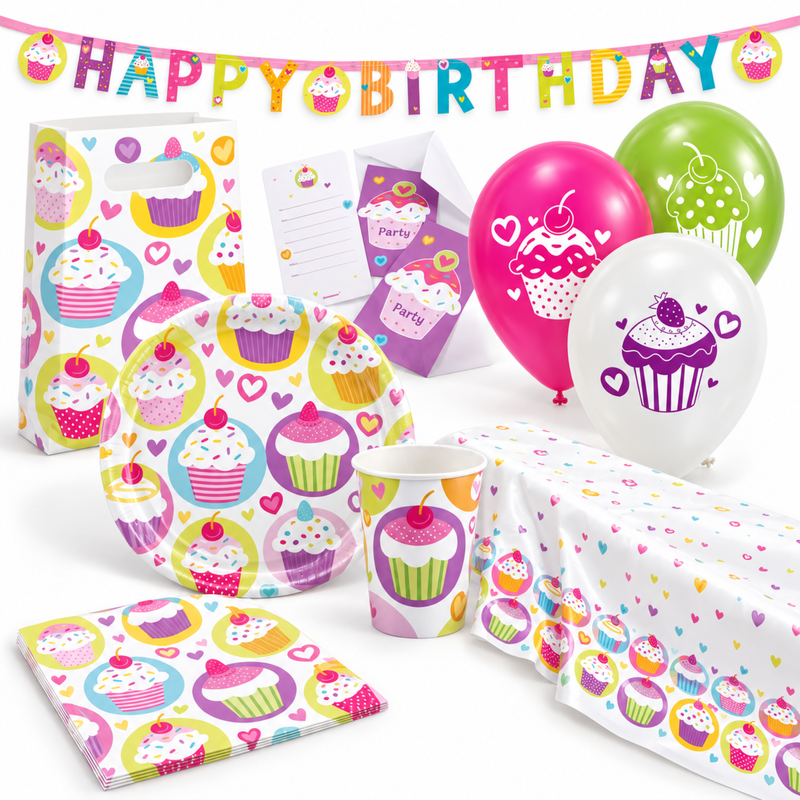 Deko-Beispiel aus dem Shop: Cupcake Partyset 58-teilig