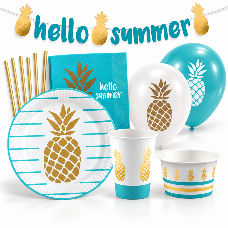 Deko-Beispiel aus dem Shop: Ananas Partyset 63-teilig