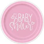 Baby Shower rosa Herzen 8 große Teller