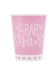 Baby Shower rosa Herzen 8 Becher