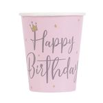 8 Becher Happy Birthday rosa