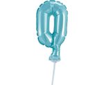 Kuchendeko Mini Folienballon hellblau Zahl 0