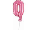 Kuchendeko Mini Folienballon rosa Zahl 0