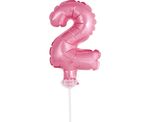 Kuchendeko Mini Folienballon rosa Zahl 2