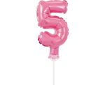 Kuchendeko Mini Folienballon rosa Zahl 5
