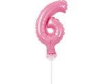 Kuchendeko Mini Folienballon rosa Zahl 6