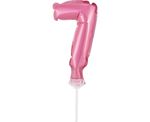 Kuchendeko Mini Folienballon rosa Zahl 7