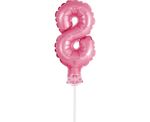 Kuchendeko Mini Folienballon rosa Zahl 8