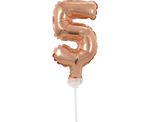 Kuchendeko Mini Folienballon roségold Zahl 5
