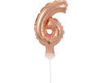 Kuchendeko Mini Folienballon roségold Zahl 6