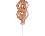 Kuchendeko Mini Folienballon roségold Zahl 8