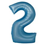 XL Folienballon blau matt Zahl 2