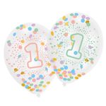 6 Konfetti Luftballons 1. Geburtstag Regenbogen