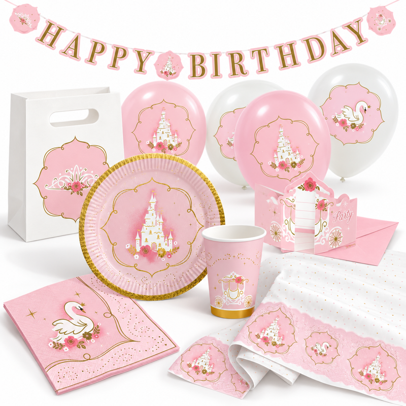 Deko-Beispiel aus dem Shop: Prinzessin Schwan Partyset 56-teilig