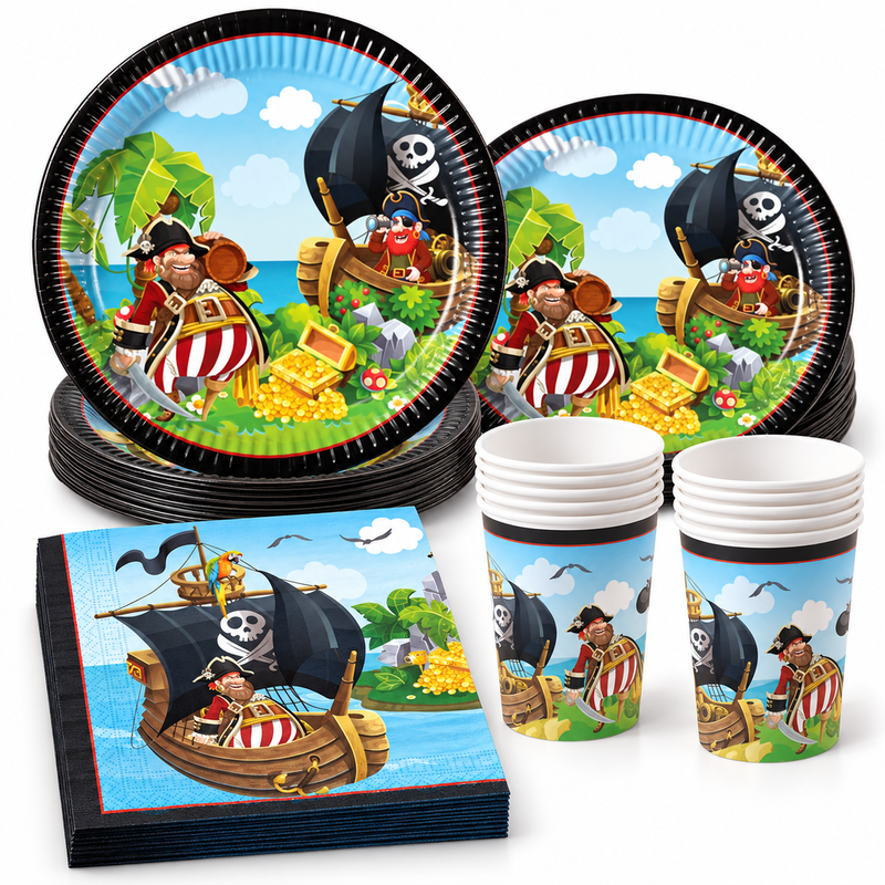 Piraten Partyset zum Kindergeburtstag 52 tlg.