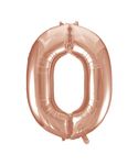 XL Folienballon Zahl 0 Roségold
