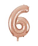 XL Folienballon Zahl 6 Roségold