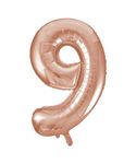 XL Folienballon Zahl 9 Roségold