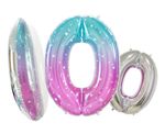 XL Folienballon hellblau pink Zahl 0