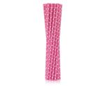 12 Trinkhalme pink mit weißen Punkten