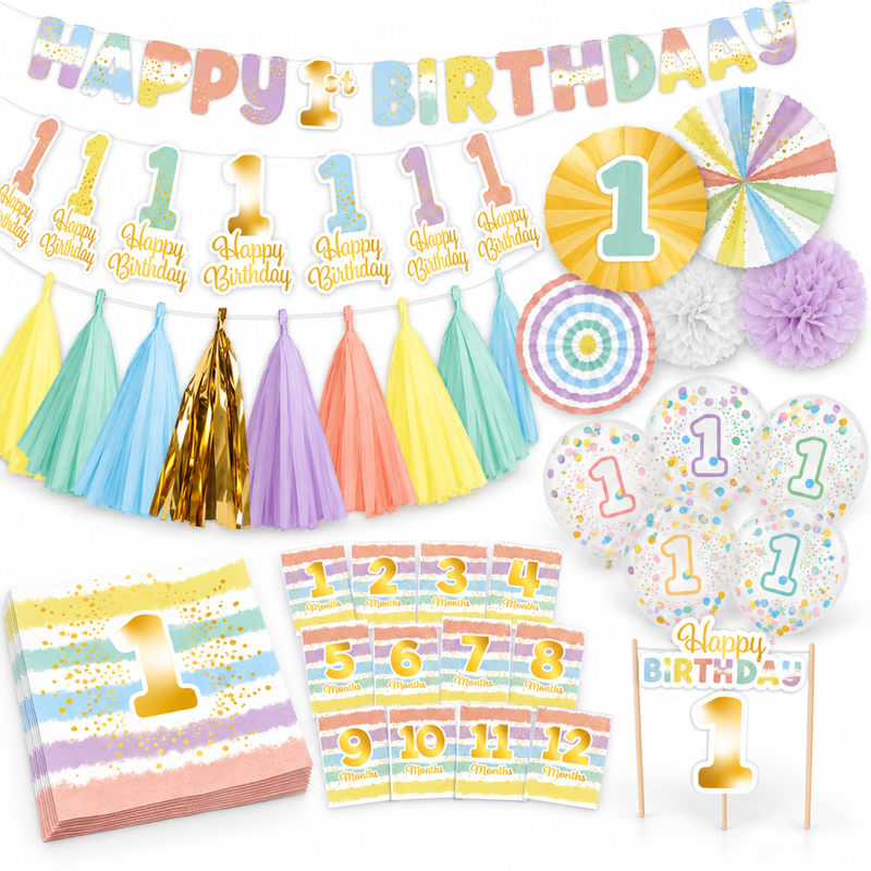 spatial-19705-d28270604239 XL Partyset 1. Geburtstag Party Deko Kindergeburtstag Mädchen & Jungen