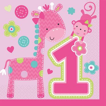 1. Geburtstag Deko Set XXL Partyset Mädchen rosa Tiere Partyartikel Deko