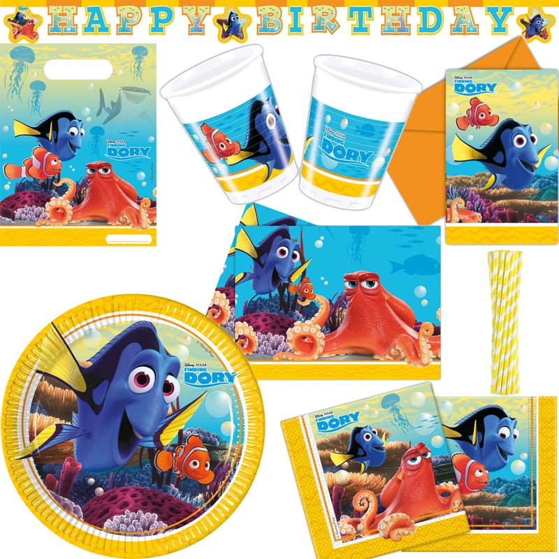 Deko-Beispiel aus dem Shop: Findet Dorie | Findet Nemo Geburtstag Deko XXL Partyset zum Kindergeburtstag