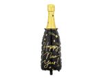 Folienballon Champagnerflasche Silvester "Happy New Year" schwarz