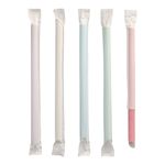 1200 Bubble Tea Papierstrohhalme Ø 12 mm · 20 cm farbig sortiert einzeln gehüllt, einseitig spitz