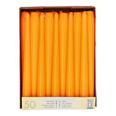 50 Leuchterkerzen Ø 2,2 cm · 25 cm orange