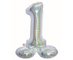 Folienballon Zahl 1 silber holografisch stehend 72 cm