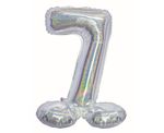 Folienballon Zahl 7 silber holografisch stehend 72 cm