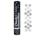 Konfettikanone silber Sterne 30 cm