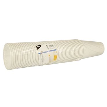 1600 Plastikbecher (PP), 0,5 l Ø 9,5 cm · 13,7 cm weiss mit Schaumrand