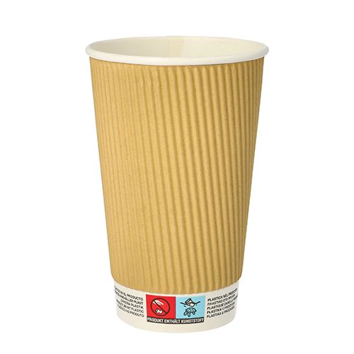 Trinkbecher, Pappe 0,4 l Ø 9 cm · 13,7 cm natur Ripple Wall
