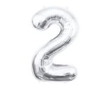 XL Folienballon Zahl 2 silber 85 cm