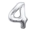 XL Folienballon Zahl 4 silber 85 cm