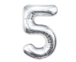 XL Folienballon Zahl 5 silber 85 cm