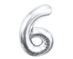 XL Folienballon Zahl 6 silber 85 cm