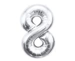 XL Folienballon Zahl 8 silber 85 cm