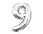 XL Folienballon Zahl 9 silber 85 cm