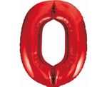 XL Folienballon Zahl 0 rot 85 cm