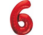 XL Folienballon Zahl 6 rot 85 cm