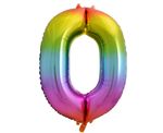 XL Folienballon Zahl 0 bunt regenbogen 85 cm