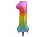 XL Folienballon Zahl 1 bunt regenbogen 85 cm