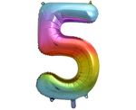 XL Folienballon Zahl 5 bunt regenbogen 85 cm