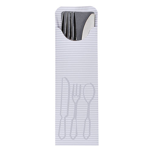 Bestecktaschen 23,5 cm x 7,3 cm grau inkl. farbiger Serviette